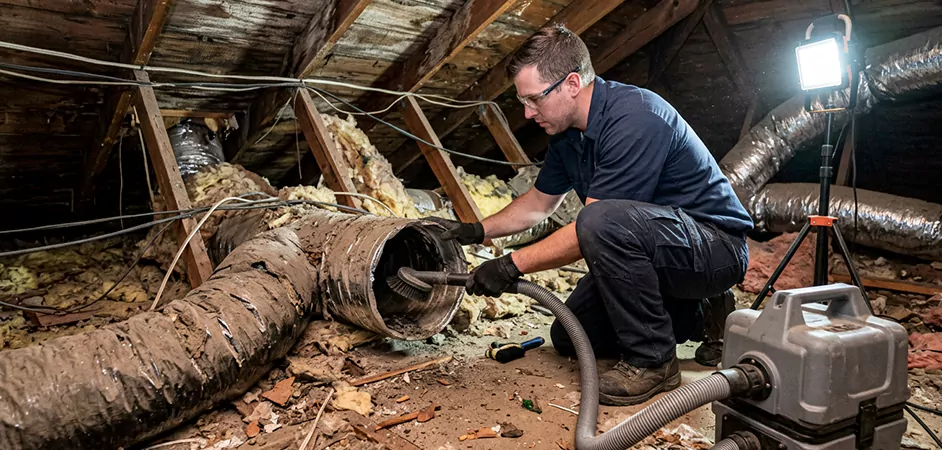 Storm-Damaged Attic Duct Cleaning in Franklin Township