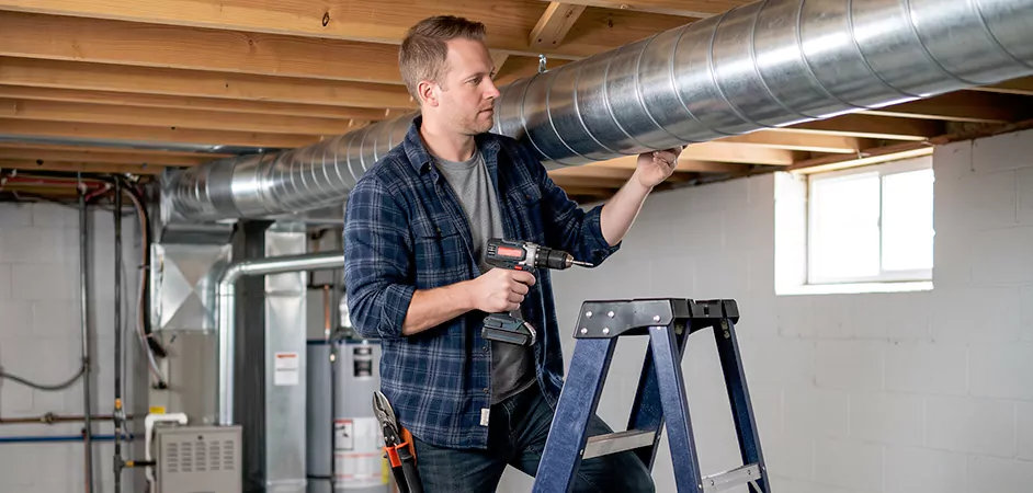 Exposed Spiral Ductwork in Franklin Township